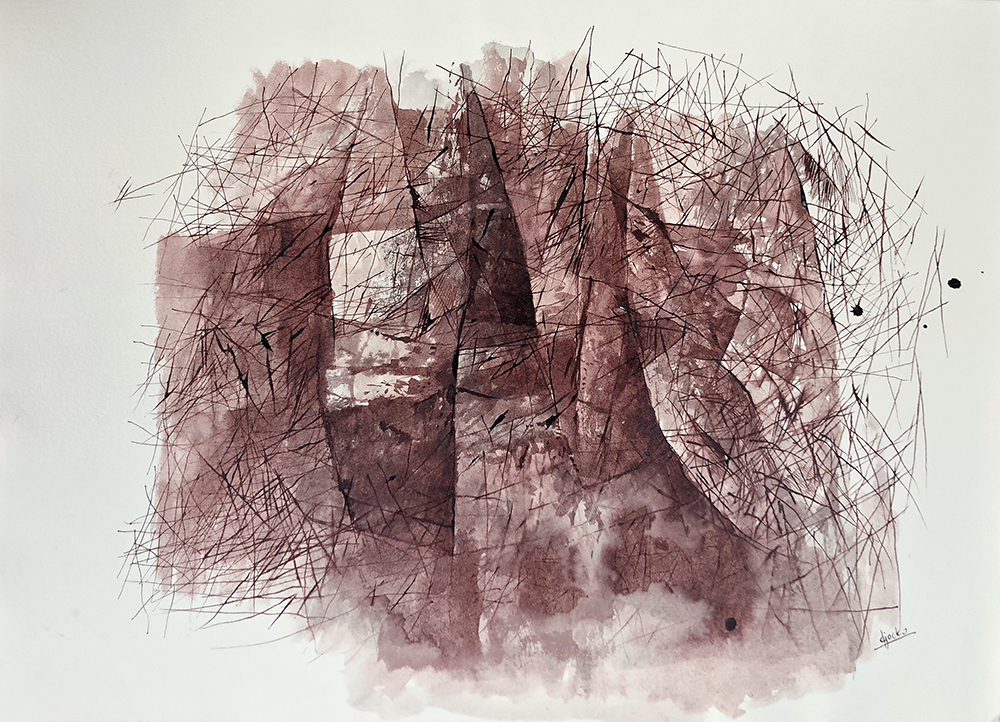 Djochkoun Sami, "Archmemory-I", 2015, bistre on paper, 39 x 54 cm. Djochkoun Sami, "Archmemory-I", 2015, bistre on paper, 39 x 54 cm.